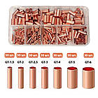 Комплект міні-гільз (7 видів, 250шт) 1.5/2/2.5/3/4/5/6 мм.кв L12мм мідь [GT-250-1.5-6] TACTIX