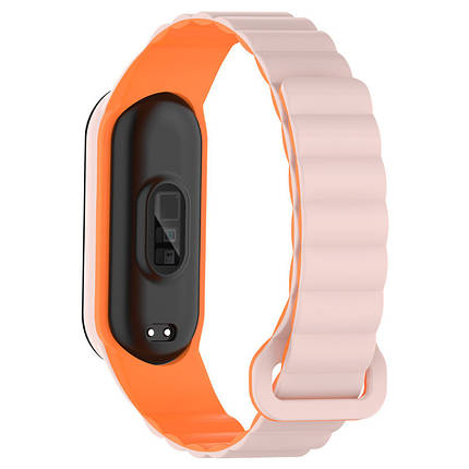 Ремінець Dual-color Magnetic для Xiaomi Mi Band 7/6/5/4/3 Light Pink / Orange, фото 3