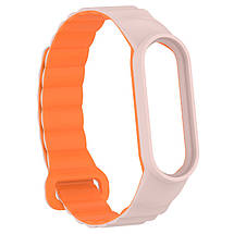 Ремінець Dual-color Magnetic для Xiaomi Mi Band 7/6/5/4/3 Light Pink / Orange, фото 4