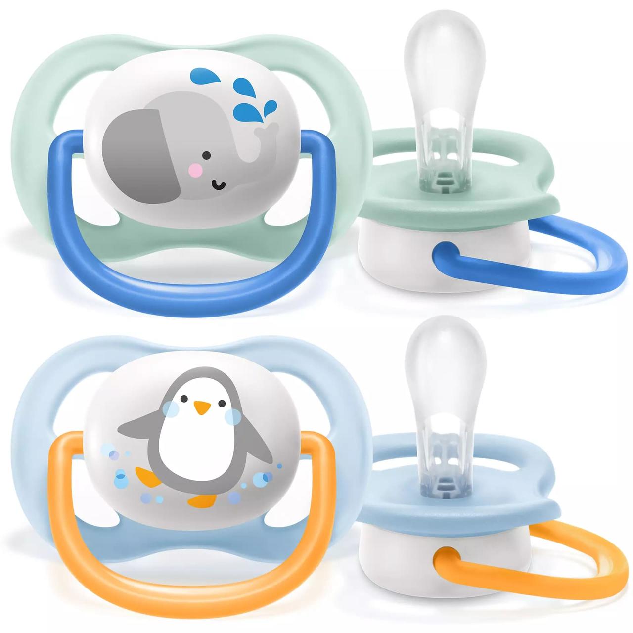 Пустушка Avent Ultra Air 0-6міс, ортодонтична, 2шт, Animal для хлопчиків, фото 1
