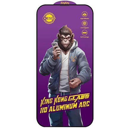 Захисне скло 5D Anti-static Purple (тех.пак) для Apple iPhone 14 Pro (6.1") Чорний, фото 1