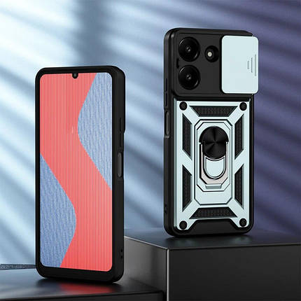 Ударостійкий чохол Camshield Serge Ring для Xiaomi Poco M7 Pro 5G Зелений, фото 2