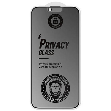 Захисне 2.5D скло Blueo Full Cover Anti-Peep Matte для Apple iPhone 13 Pro Max / 14 Plus (6.7") Чорний, фото 3