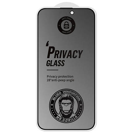 Захисне 2.5D скло Blueo Full Cover Anti-Peep Matte для Apple iPhone 14 Pro (6.1") Чорний, фото 3