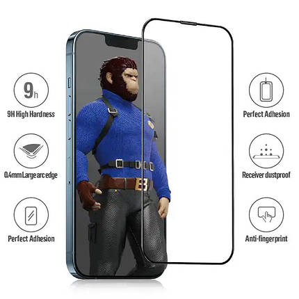 Захисне 2.5D скло Blueo Corning Gorilla Glass для Apple iPhone 14 Pro (6.1") Чорний, фото 3