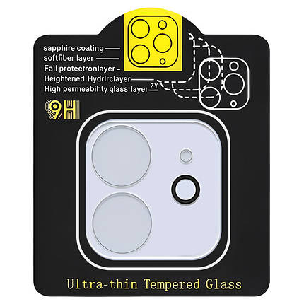 Захисне скло на камеру Full Block (тех.пак) для Apple iPhone 12 (6.1") Прозорий, фото 1