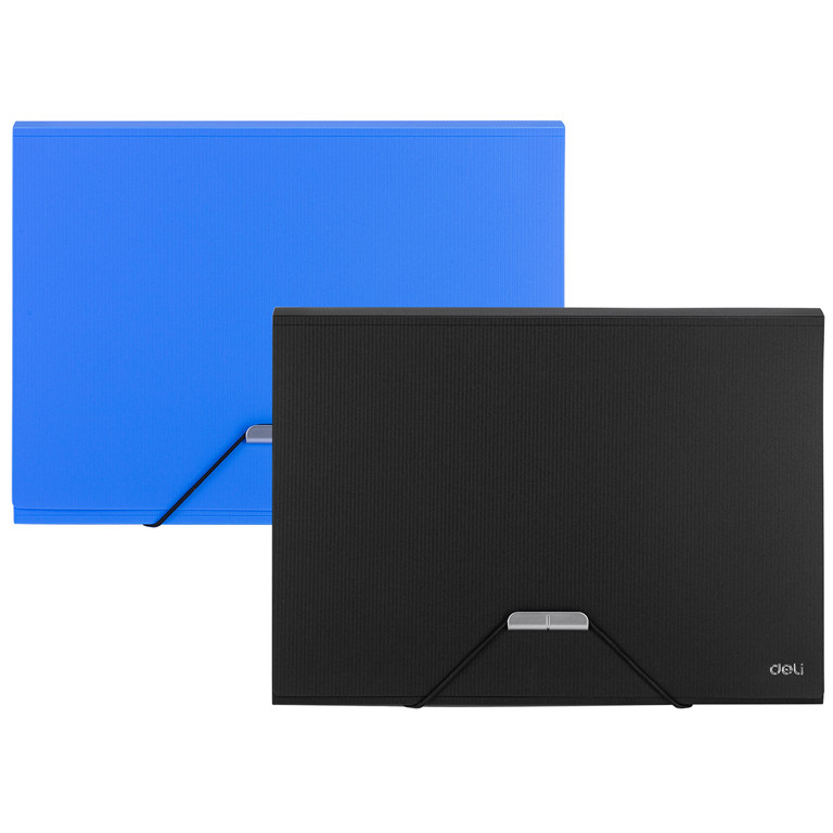 Папка-портфель А4 Deli 5554, 7 відділень (колір синій/чорний), Папка на резинці, Папка А4 для документів