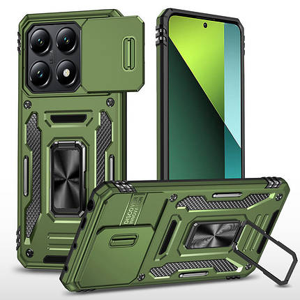 Ударостійкий чохол Camshield Army Ring для Xiaomi 14T Pro Оливковий / Army Green, фото 1