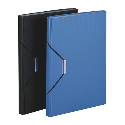 Папка-портфель А4 Deli 5554, 7 відділень (колір синій/чорний), Папка на резинці, Папка А4 для документів, фото 2