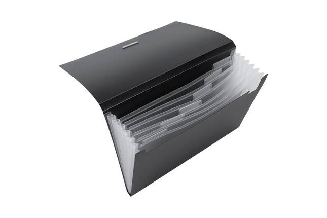 Папка-портфель А4 Deli 5554, 7 відділень (колір синій/чорний), Папка на резинці, Папка А4 для документів, фото 3