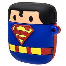 Силіконовий футляр Marvel & DC series для навушників AirPods 1/2 + кільце Супермен/Синій, фото 4