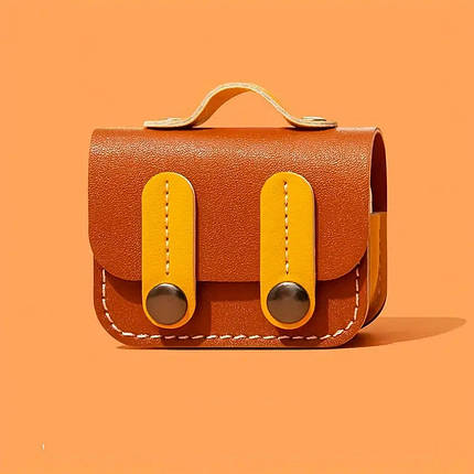 Шкіряний футляр Briefcase для навушників AirPods Pro 2 / Pro Brown / Yellow, фото 3