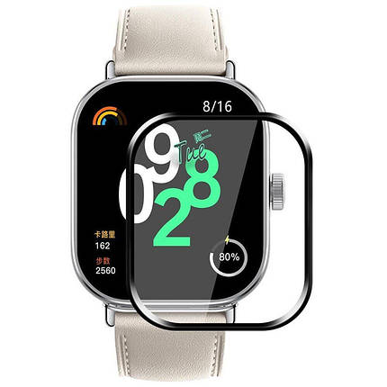 Полімерна плівка 3D (full glue) (тех.пак) для Xiaomi Redmi Watch 4 Чорний, фото 1