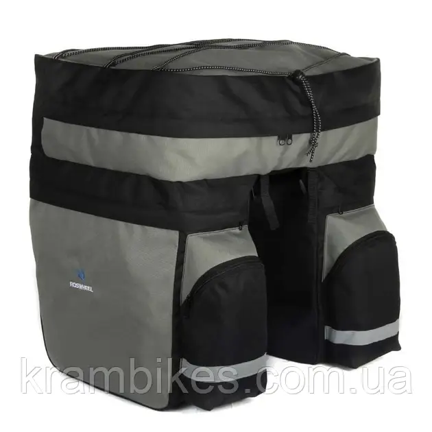 Сумка-штани на багажник Roswheel 60L чорно-сіра 3-х секційна, фото 1
