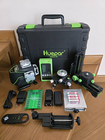 Лазерний рівень Huepar S04CG 4D 16 ліній, покращене магнітне кріплення! Комплект 5, фото 1