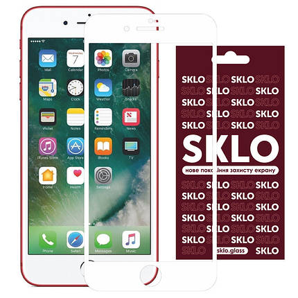 Захисне скло SKLO 3D для Apple iPhone 7 / 8 / SE (2020) (4.7") Білий, фото 1
