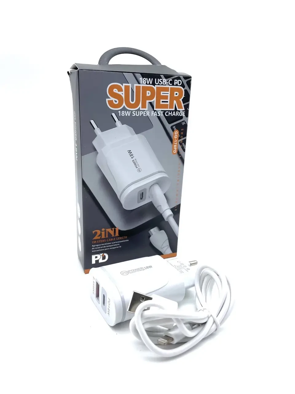 ЗЗП адаптер 220 V + iPhone PD 1 USB 18 W GQ-178PD