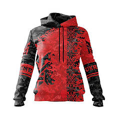 Худі жіноче з принтом «Вишиванка. Червоно-чорна. Embroidery. Red and black»
