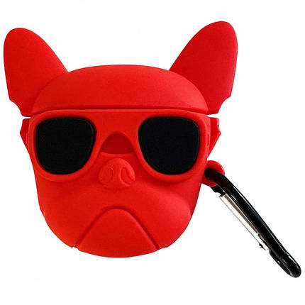 Силіконовий футляр Brand для навушників AirPods 1/2 + карабін Karl Lagerfeld red, фото 1