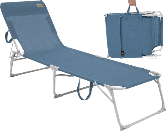Туристичне ліжко Outwell Tenby Ocean Blue | Розкладний сталевий шезлонг, 3 положення спинки, ручки для зручного перенесення, фото 1