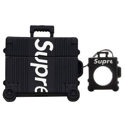 Силіконовий футляр Brand для навушників AirPods 3 + кільце Supreme black, фото 1
