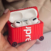 Силіконовий футляр Brand для навушників AirPods Pro + кільце Supreme red, фото 4