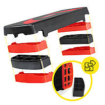 Степ-платформа 3-ступенева Cornix 78 х 29 х 10-20 см XR-0185 Black/Red Poland, фото 3