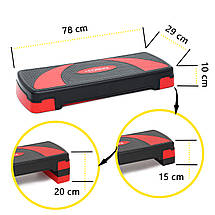 Степ-платформа 3-ступенева Cornix 78 х 29 х 10-20 см XR-0185 Black/Red Poland, фото 2