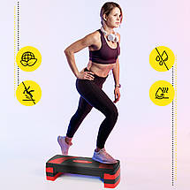 Степ-платформа 3-ступенева Cornix 78 х 29 х 10-20 см XR-0185 Black/Red Poland, фото 5