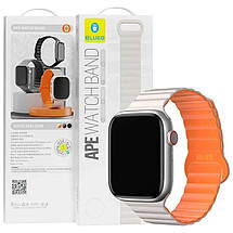 Ремінець BlueO Magnetic Silicone для Apple Watch 42(ser.1-3)/44/45/46/49mm White / Orange, фото 3