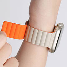 Ремінець BlueO Magnetic Silicone для Apple Watch 42(ser.1-3)/44/45/46/49mm White / Orange, фото 6