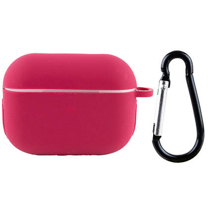 Силіконовий футляр New з карабіном для навушників Airpods Pro Червоний / Rose Red, фото 1