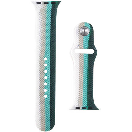 Силіконовий ремінець Braided для Apple Watch 42(ser.1-3)/44/45/46/49mm Білий / Зелений, фото 1