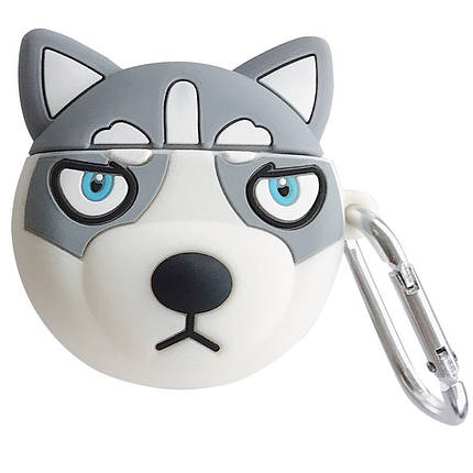 Силіконовий футляр Husky для навушників AirPods Pro + карабін Сірий, фото 1