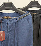 Чоловічі лляні штани LORO PIANA CK9687 сині штани, фото 8