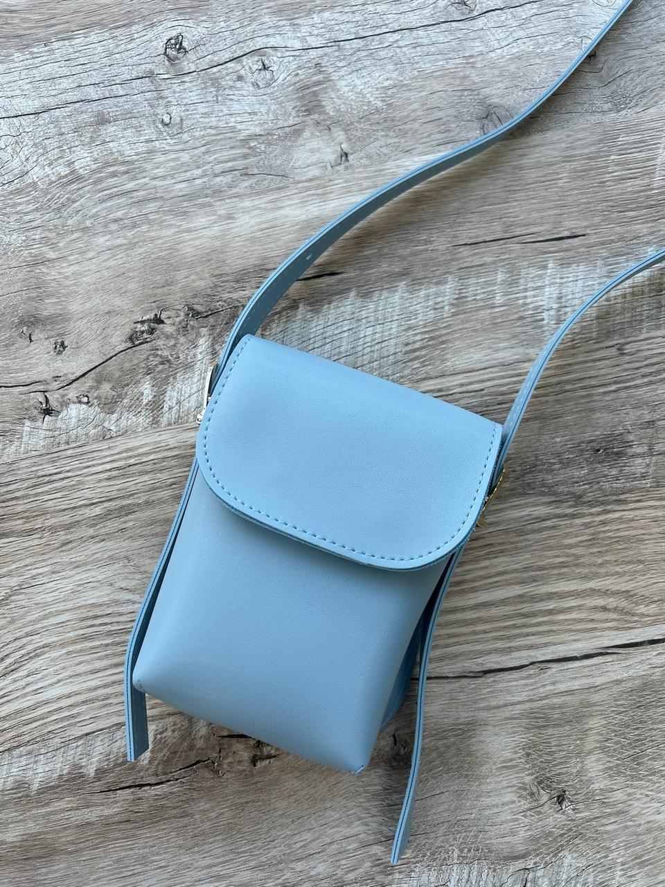 Жіноча сумка крос-боді прямокутна 17*12 см із клапаном зі штучної шкіри в різних кольорах Nata Голубий, фото 1