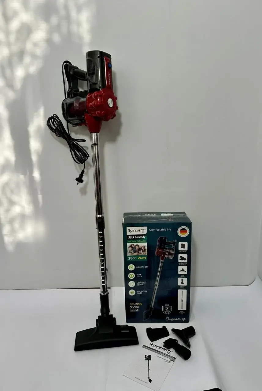 Потужний вертикальний для дому ручний, колбовий пилосос без мішка для прибирання пилу Rainberg RB-2265 2500W, фото 1