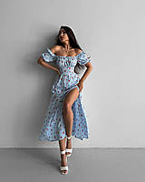 Сукня жіноча квіткова із софту зі шнурівкою на спинці (Норма, фото 3