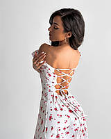 Сукня жіноча квіткова із софту зі шнурівкою на спинці (Норма, фото 5