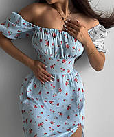 Сукня жіноча квіткова із софту зі шнурівкою на спинці (Норма, фото 4