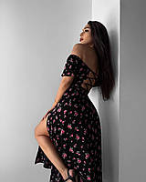 Сукня жіноча квіткова із софту зі шнурівкою на спинці (Норма, фото 8