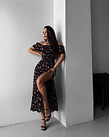 Сукня жіноча квіткова із софту зі шнурівкою на спинці (Норма, фото 9