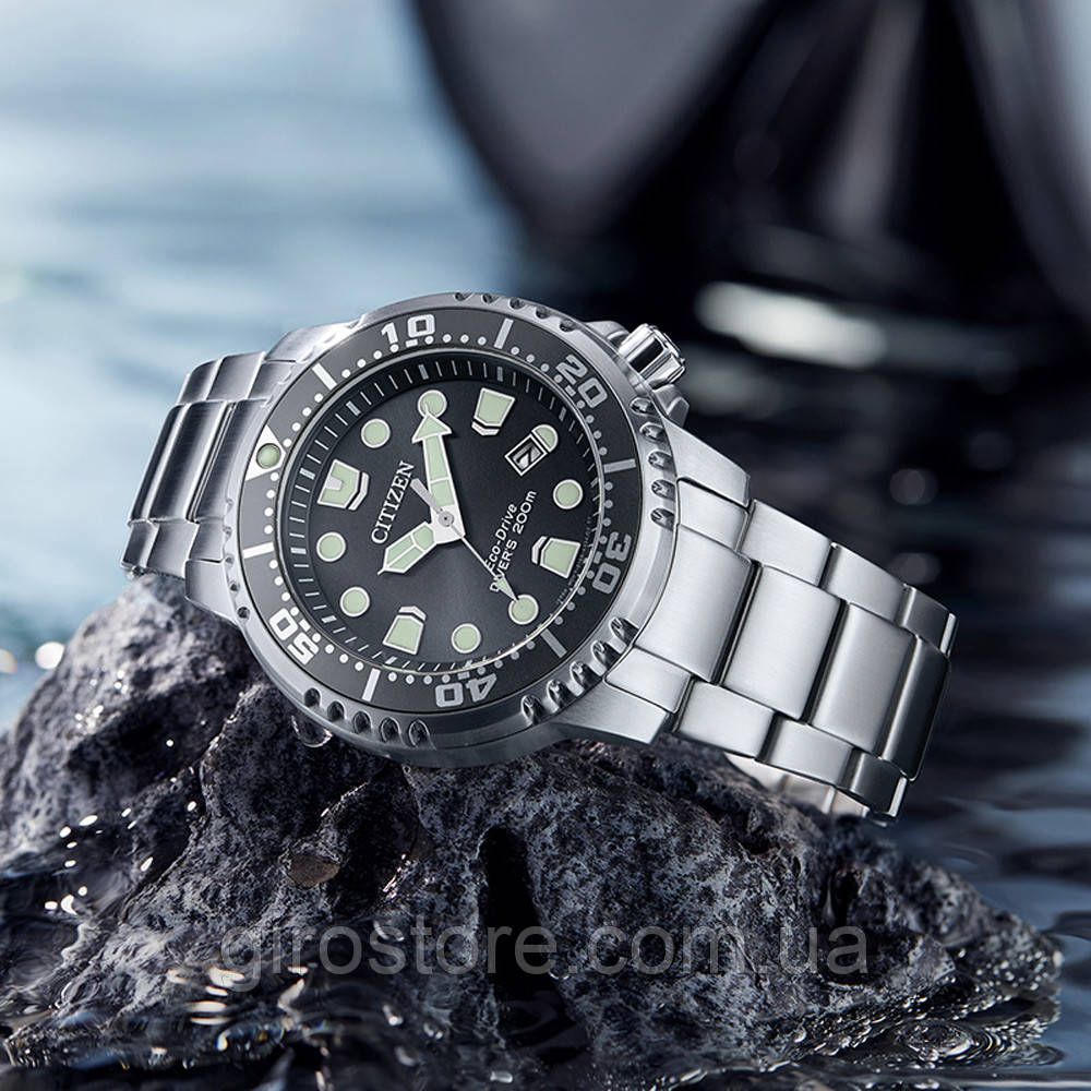 Японський чоловічий 200 м дайверський годинник Citizen Eco-Drive BN0167-50H. Сонячна батарея, фото 1