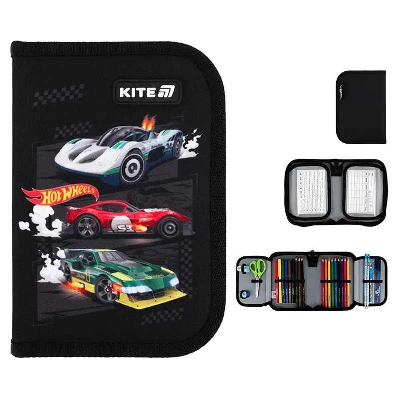 Пенал твердий Kite 2 відв. з наповненням 622H-1 HW