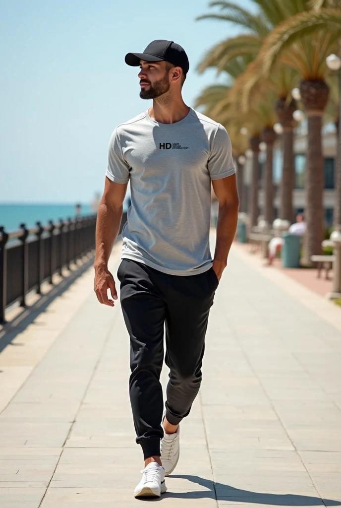 Спортивний чоловічий костюм HD футболка зі штанами чорний з сірим