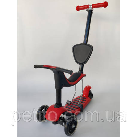 Дитячий самокат з сидінням та батьківською ручкою 3 в 1 Scooter Horned 0332-4S, фото 1