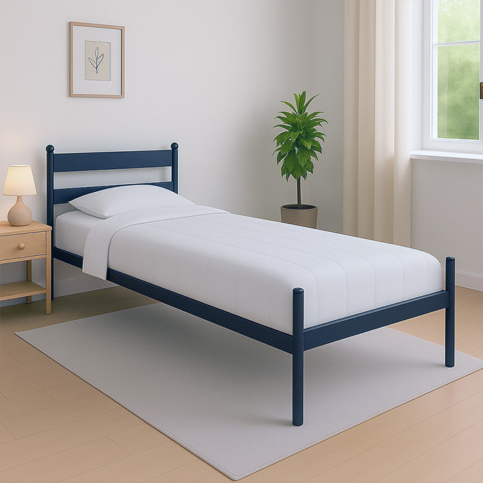 Односпальне металеве ліжко "Козак" 80×190 см | бюджетна надійність для дому та готелів, фото 1