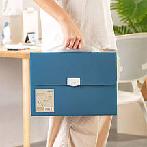 Портфель Папка Deli 72593, 13 відділень, А4 на замку, (блакитний/синій), Портфель-папка для документів, фото 5