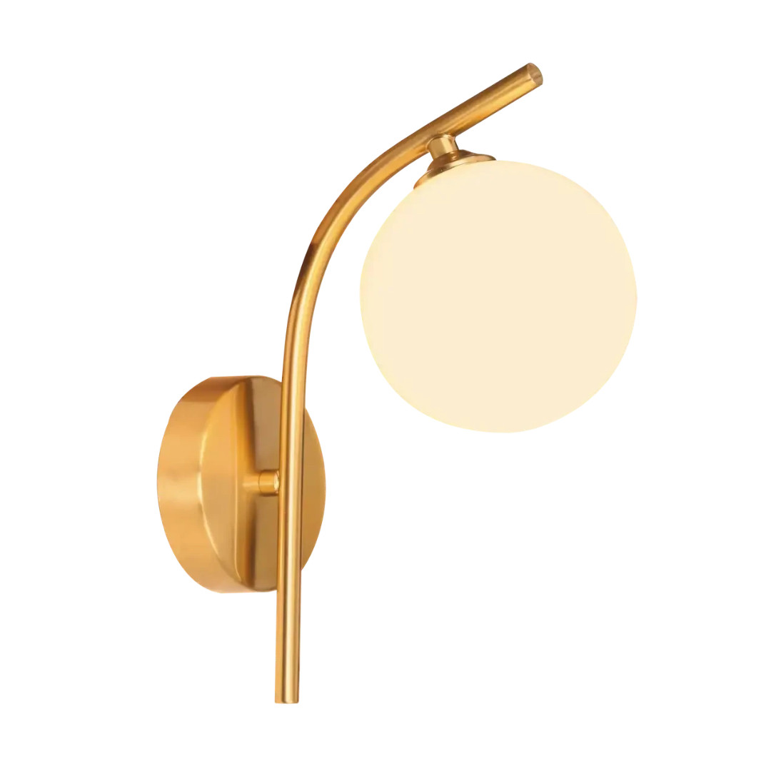Бра настінне VELMAX з кулястим плафоном під одну лампу G9 золоте IP20 V-WL-MOON-G