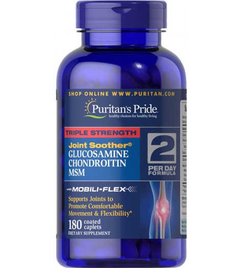 Puritans Pride Triple Strength Glucosamine, Chondroitin & MSM Joint Soother 180 caplets